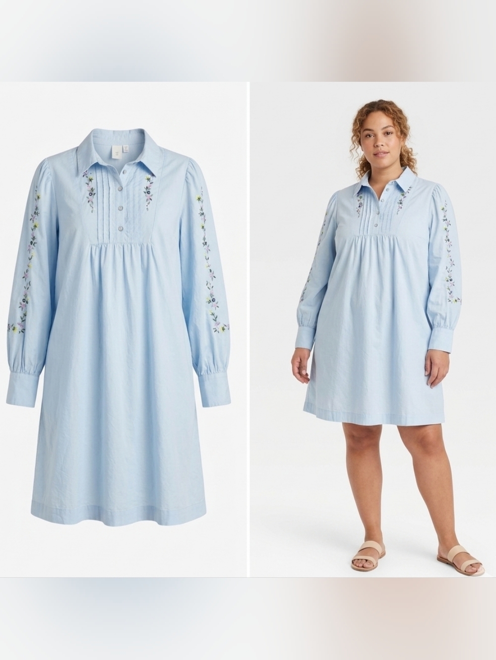 Y.A.S Yaskenly Mini Dress in Organic Cotton Embroidered Cottagecore - Large